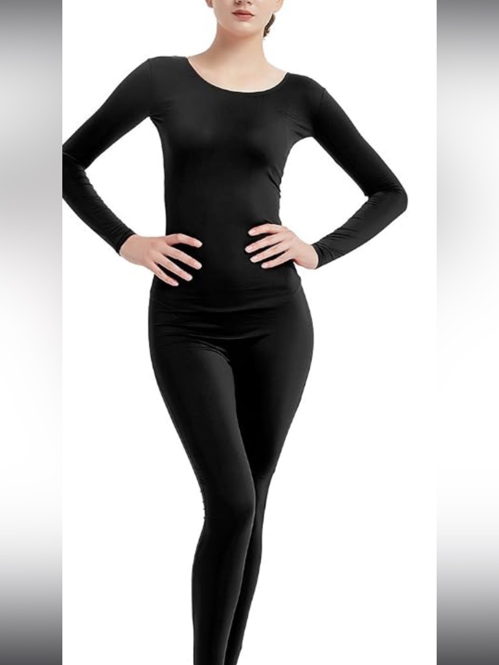 Black Long-Sleeve Form-Fitting Jumpsuit
